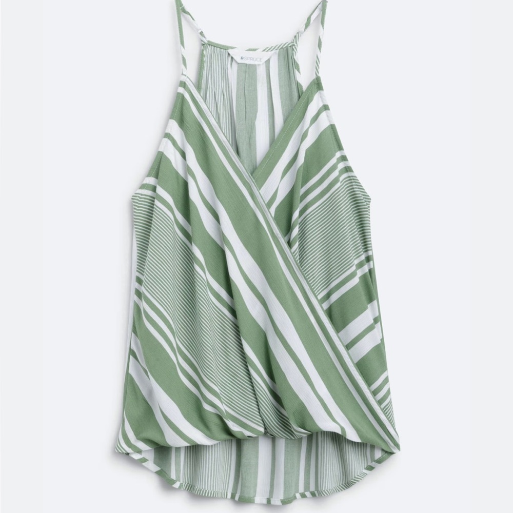 Market & Spruce Green and White Striped Camisole